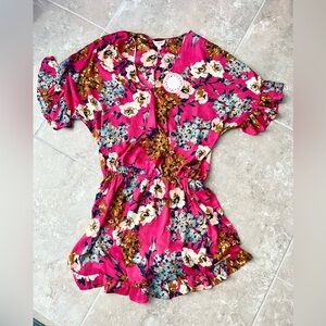 Umgee Fuchsia Floral Romper